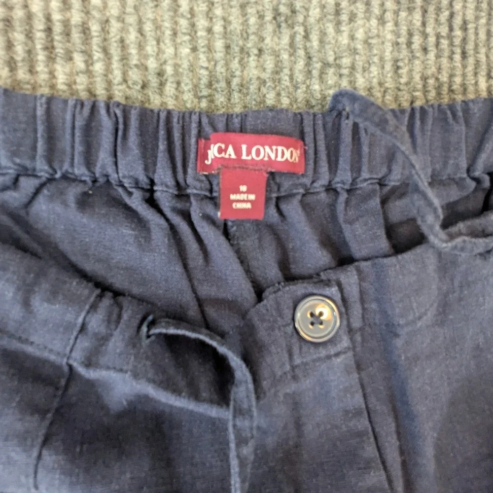 Women Black Linen Blend Wide Leg‎ Pants JCA London Size 18 Drawstring Casual